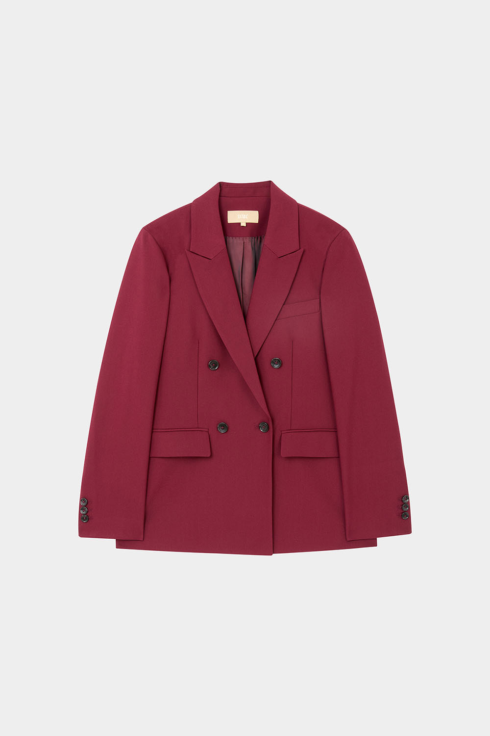 SST&C Burgundy Red Sword Collar Long Suit Jacket | 01012410003_7