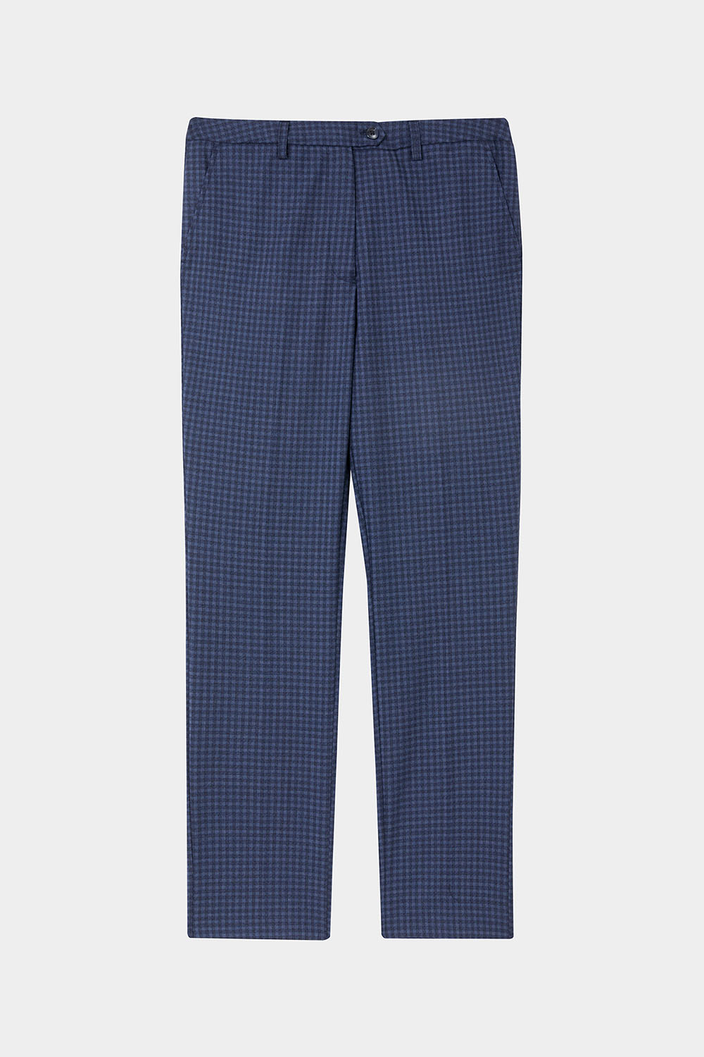 SST&C #Milan Series  Navy Blue Check Pattern Fitted Suit Trousers | 01022410005_7
