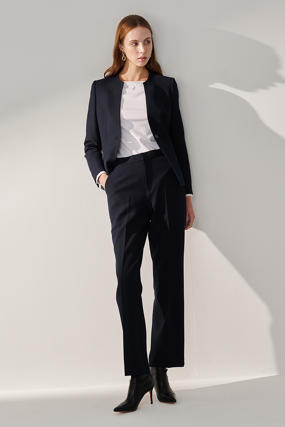 SST&C Navy Twill Straight-Leg Suit Trousers | 01022410002_0