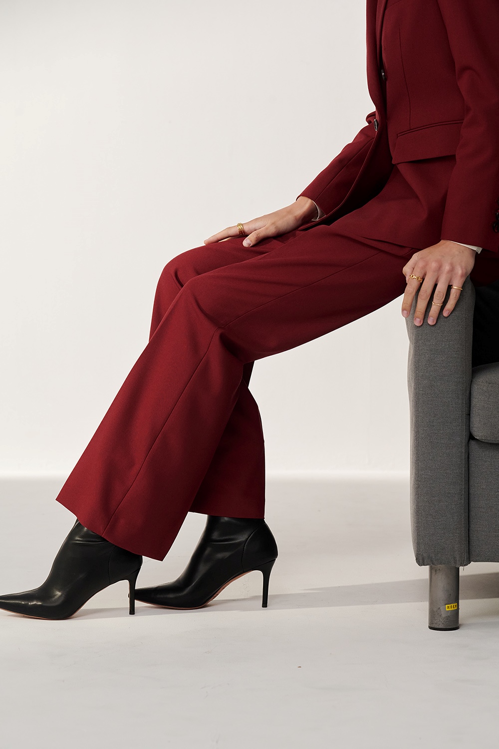 SST&C Burgundy Red Straight-Leg Suit Trousers | 01022410003_6