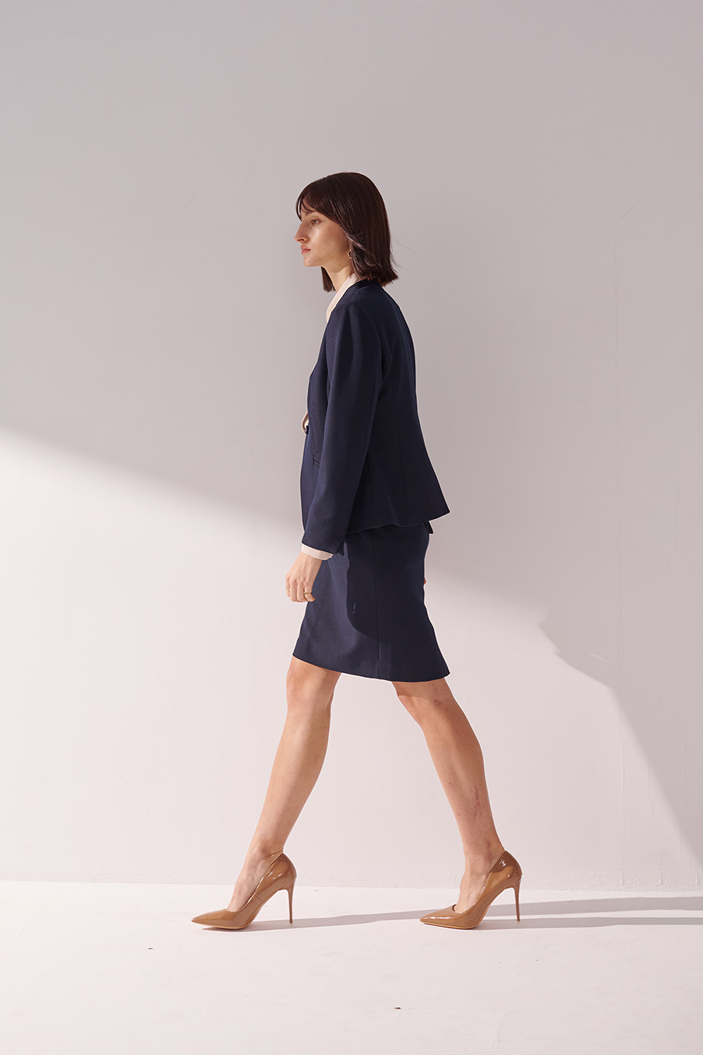 SST&C Navy Twill Fitted Skirt | 01042410002_6