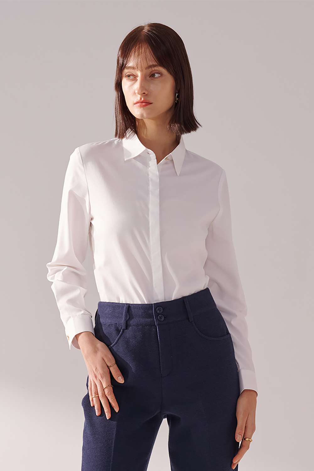 SST&C White Square Collar Shirt | 01062410001_0