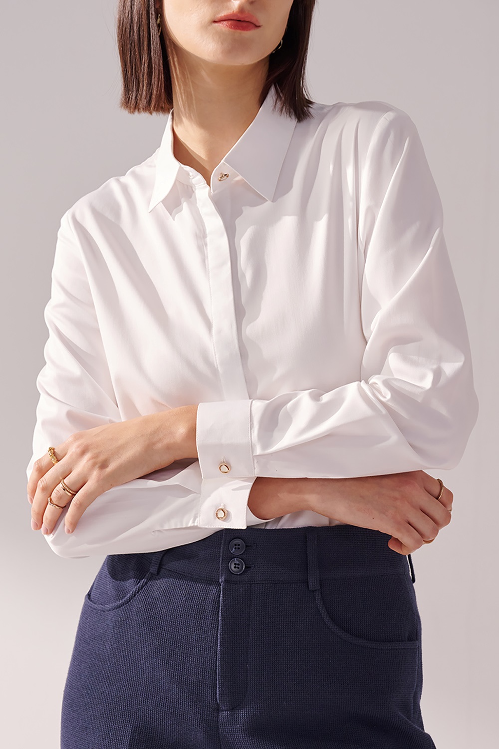 SST&C White Square Collar Shirt | 01062410001_6