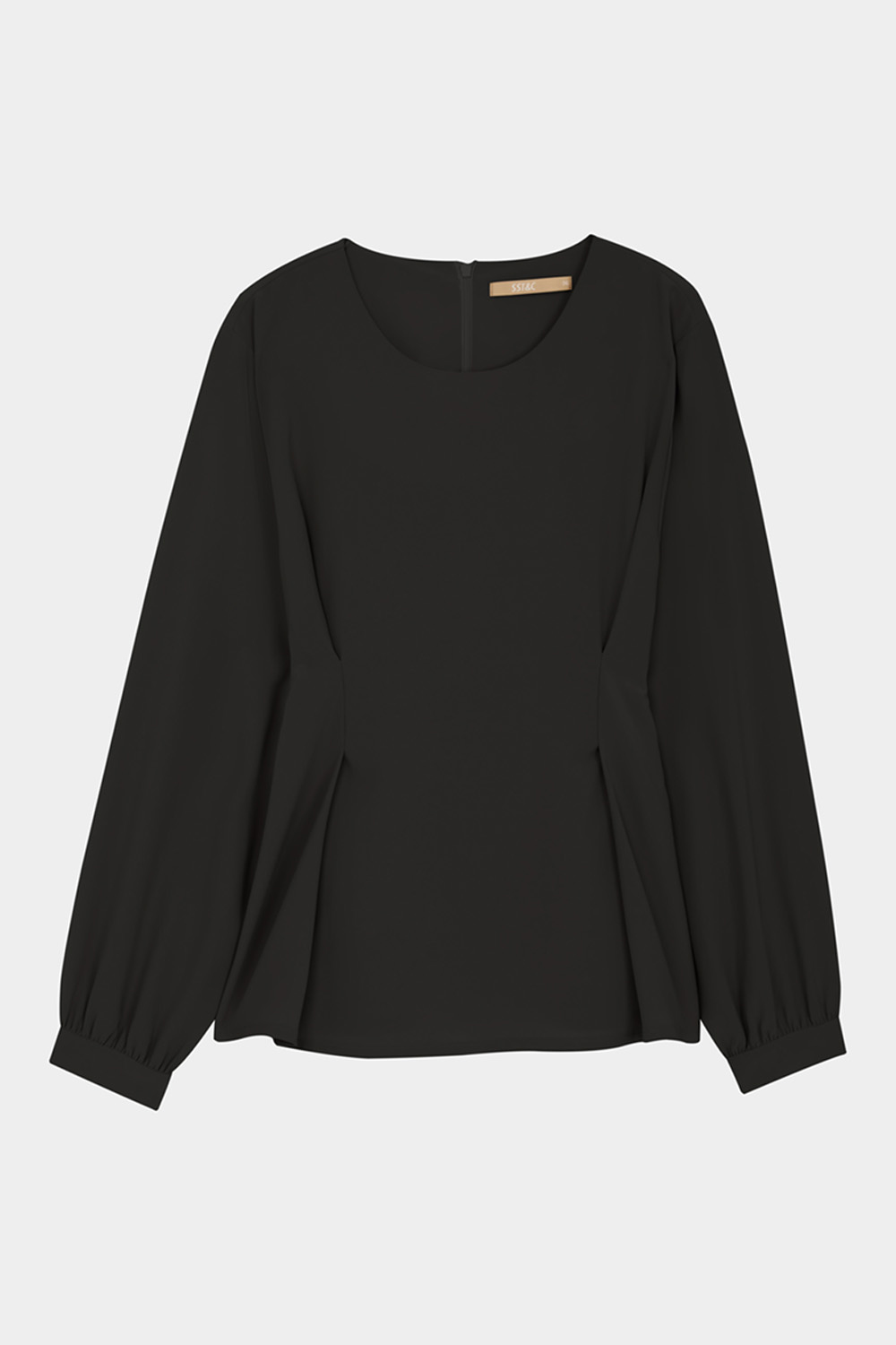 SST&C Black Round Neck Pleated Pullover | 01082410006_7