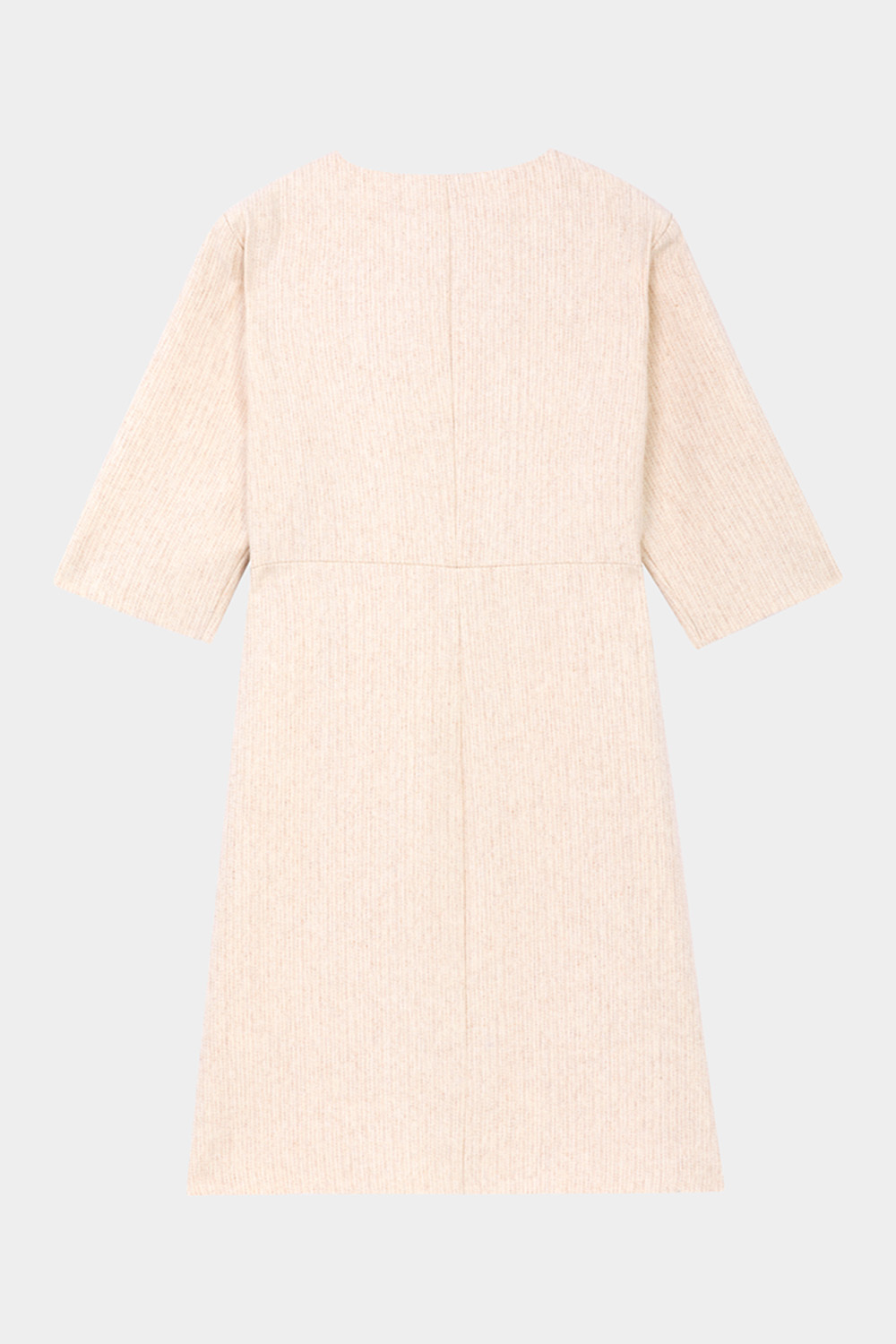 SST&C Beige V-Neck Thin Woolen Dress | 01222410002_8