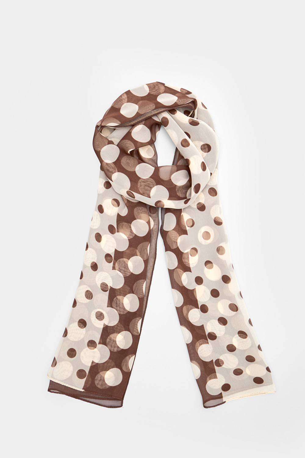 SST&C Rice/Brown Dot Silk Scarf | 01482410001_1
