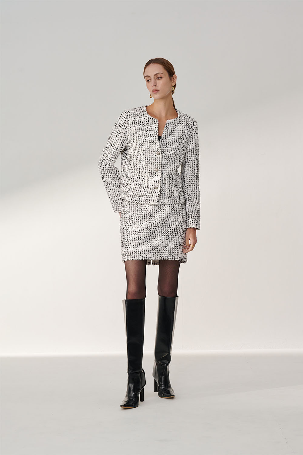 SST&C White Tweed Jacket | 01122410001_3