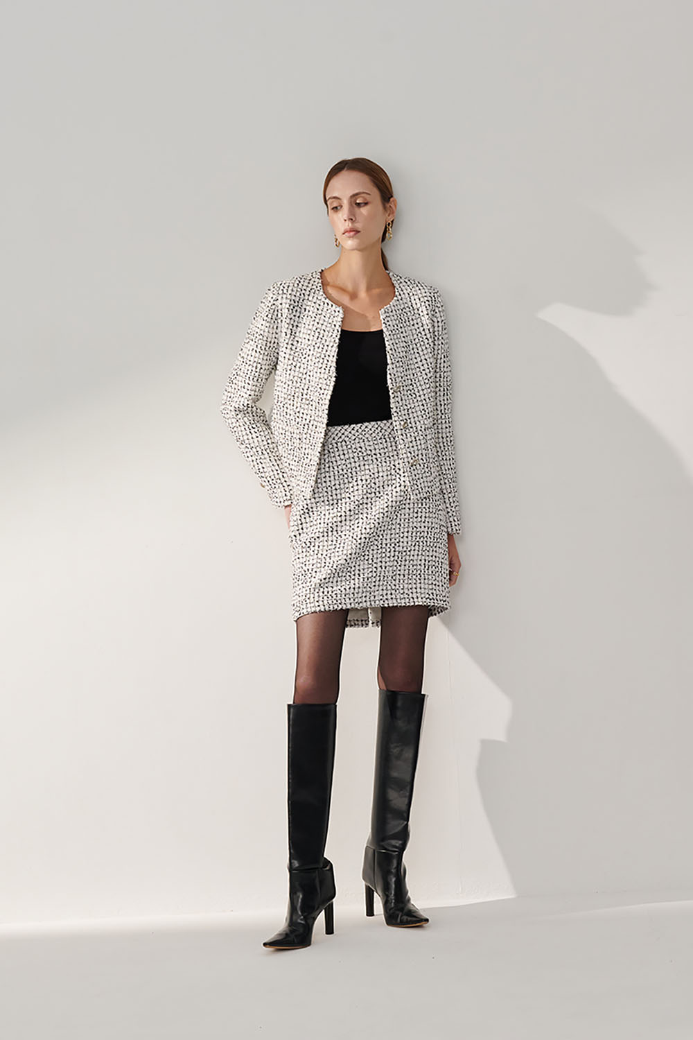 SST&C White Tweed Jacket | 01122410001_5