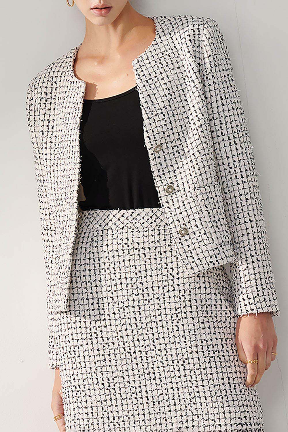 SST&C White Tweed Jacket | 01122410001_6
