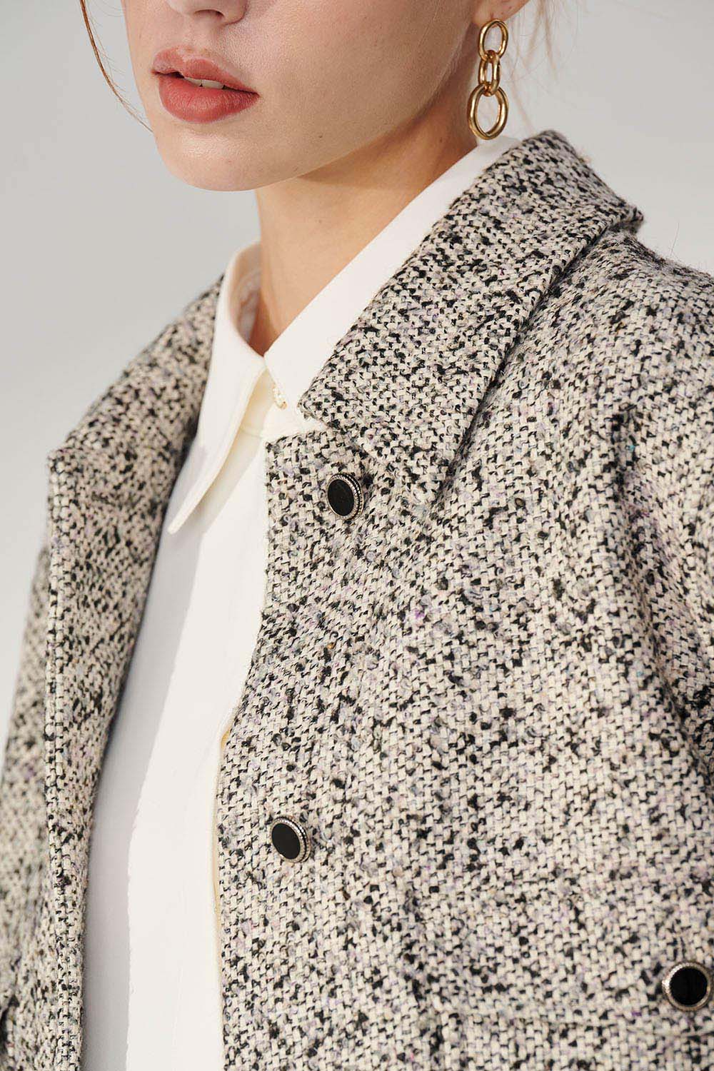 SST&C Gray and Purple Textured Tweed Jacket | 01122410003_6