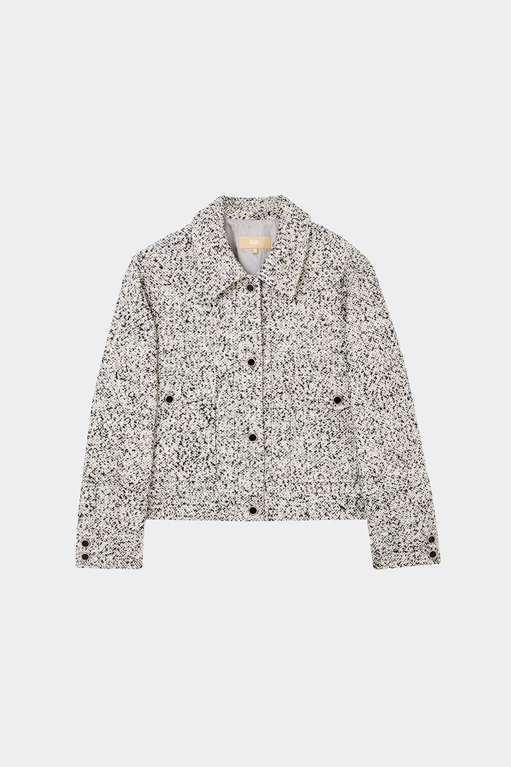 SST&C Gray and Purple Textured Tweed Jacket | 01122410003_7