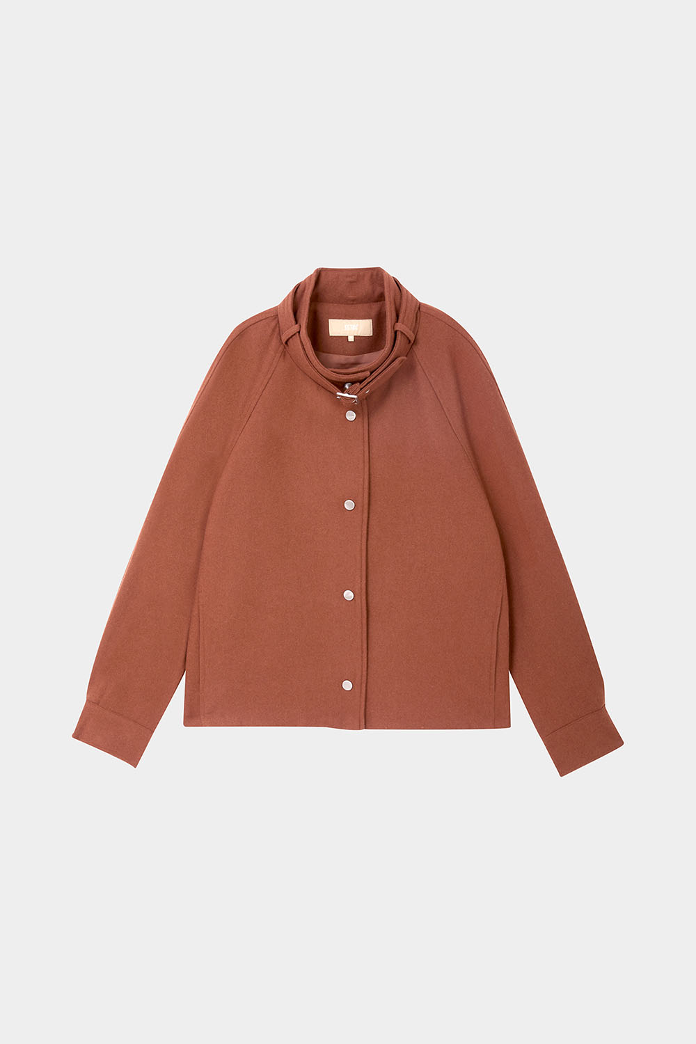 SST&C Caramel Color Stand Collar Woolen Jacket | 01122410004_6