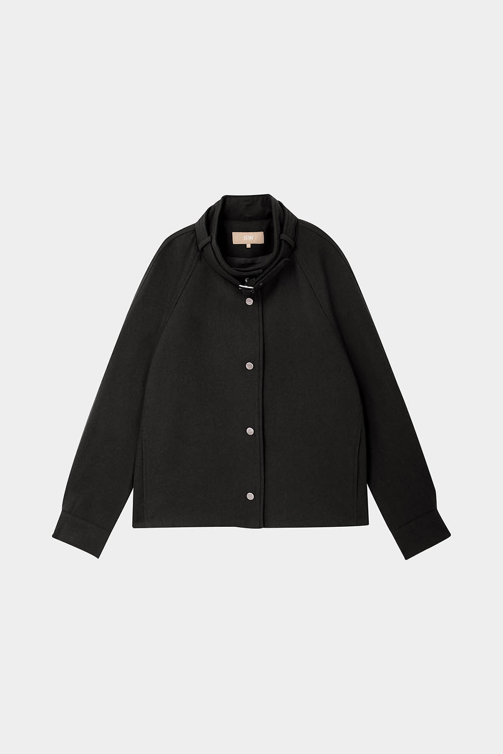 SST&C Black Stand Collar Woolen Jacket | 01122410005_7