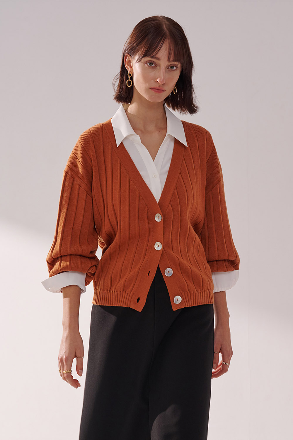 SST&C Brown Orange Cardigan Knitted Jacket | 01182410002_0