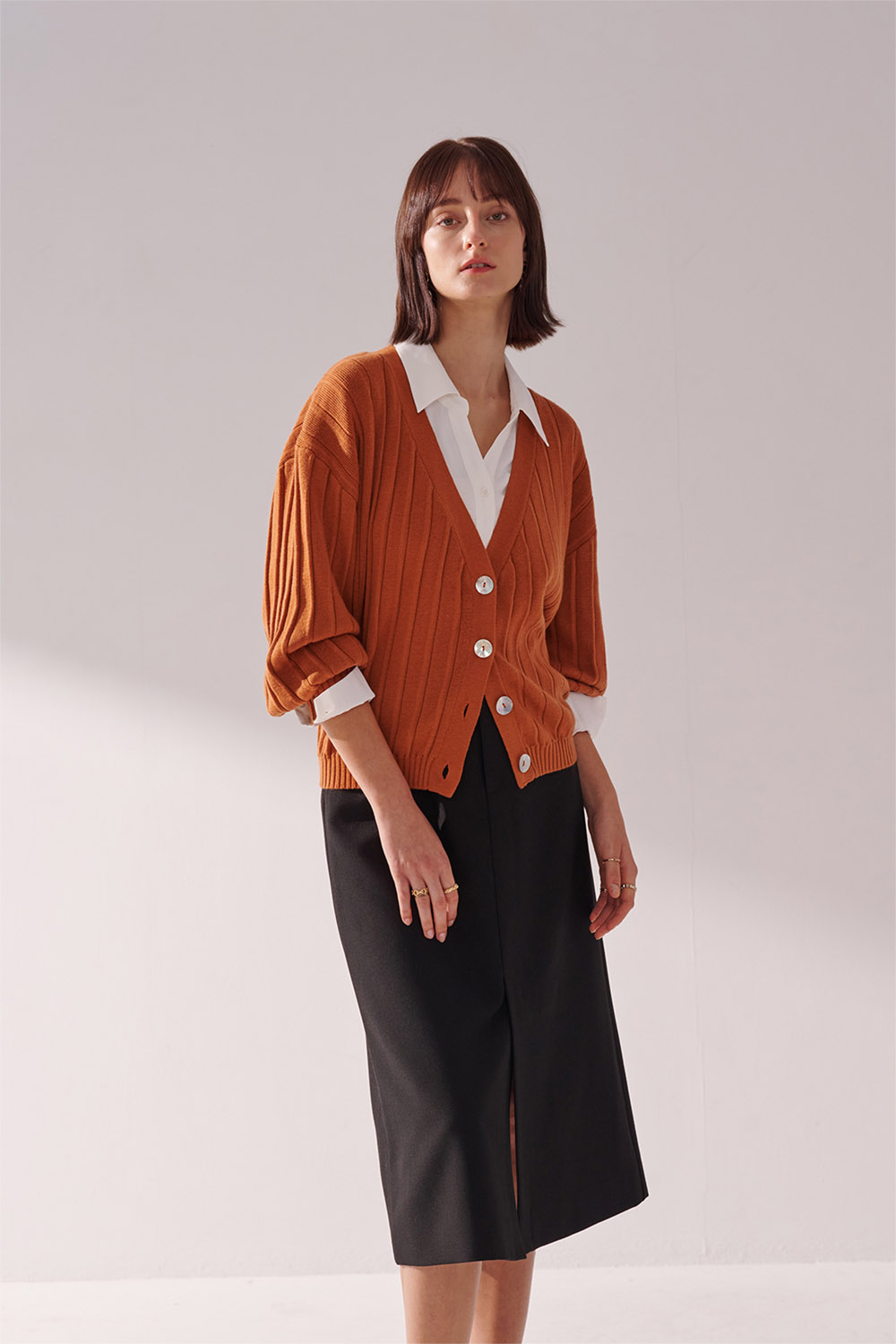 SST&C Brown Orange Cardigan Knitted Jacket | 01182410002_1