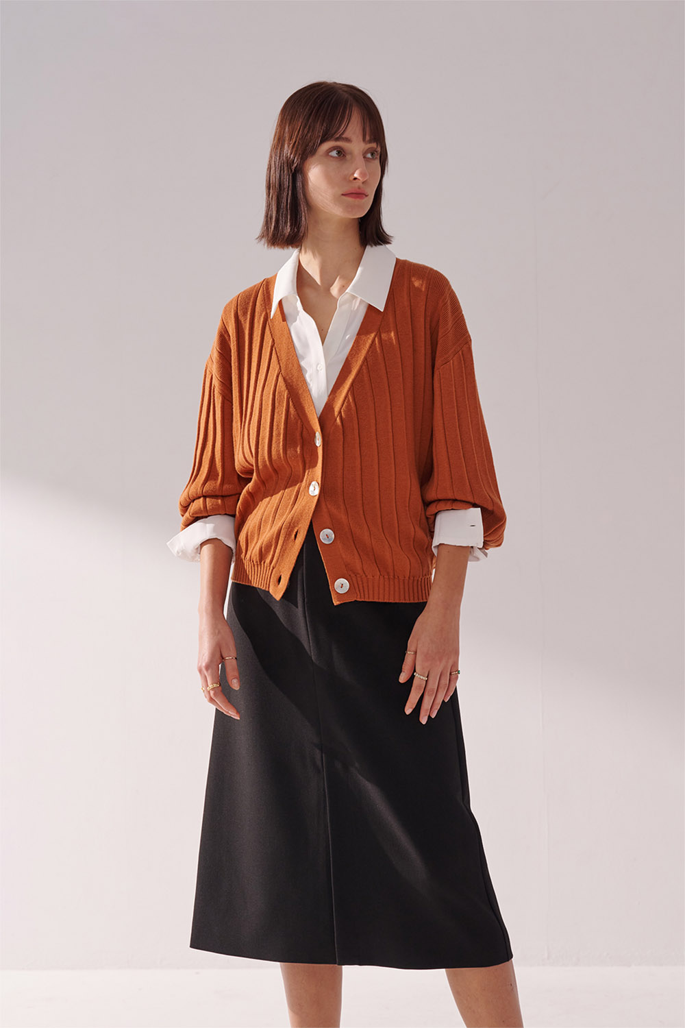 SST&C Brown Orange Cardigan Knitted Jacket | 01182410002_3