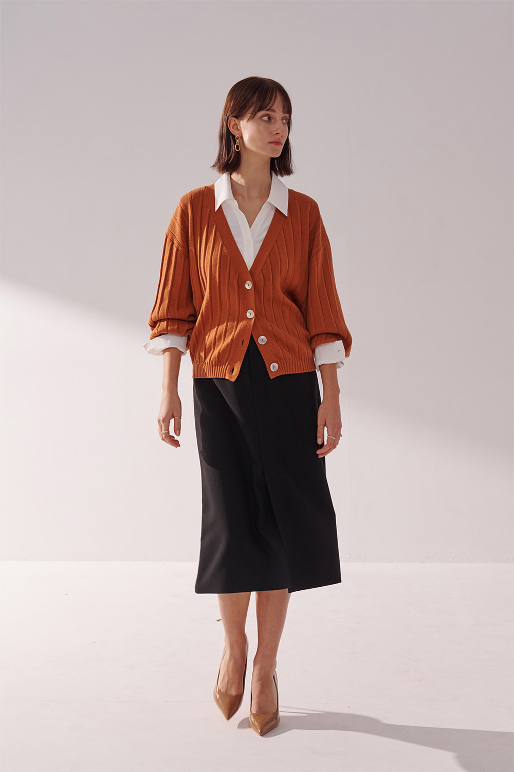 SST&C Brown Orange Cardigan Knitted Jacket | 01182410002_4