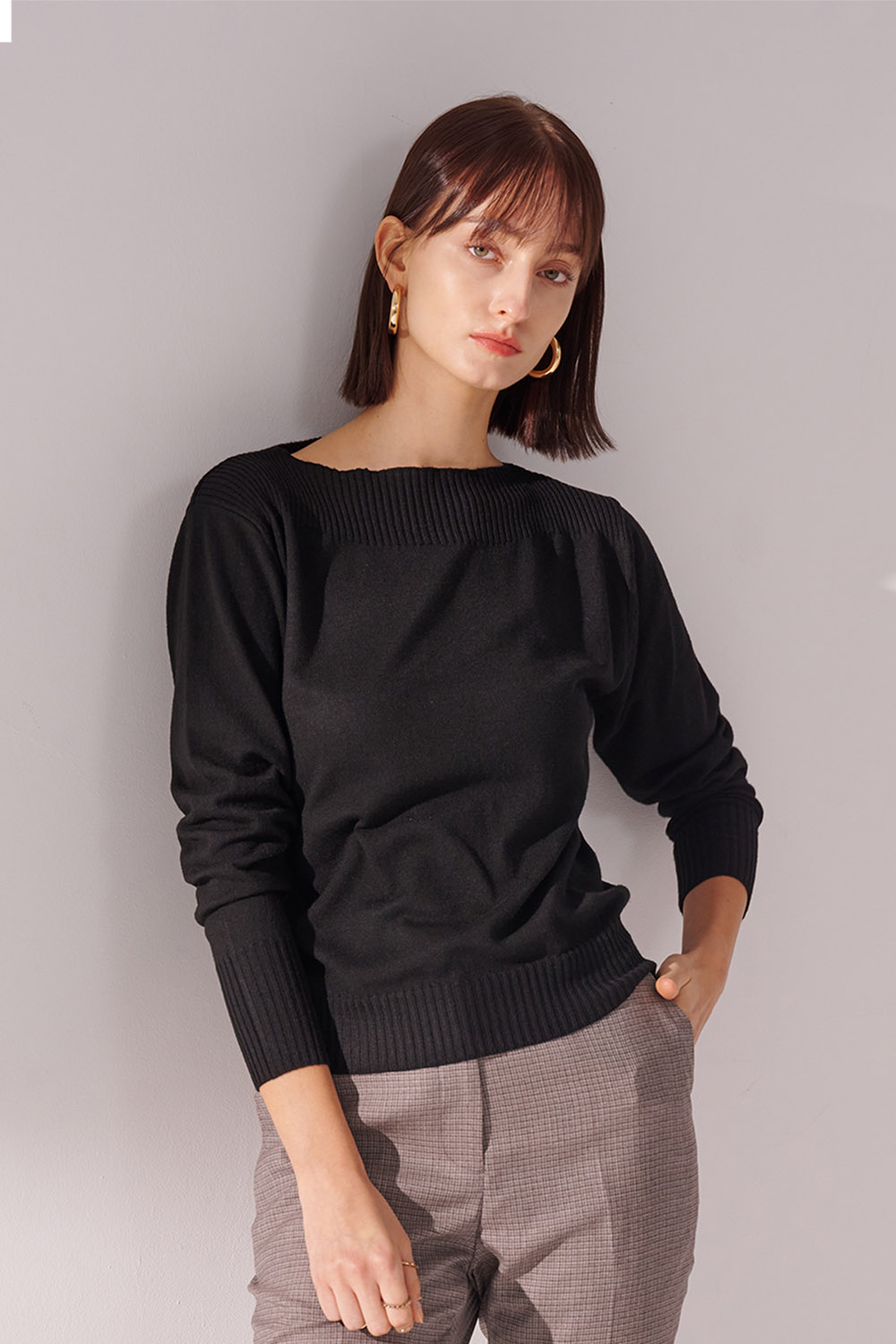 SST&C Black Crew Neck Pullover Sweater | 01182410008_0