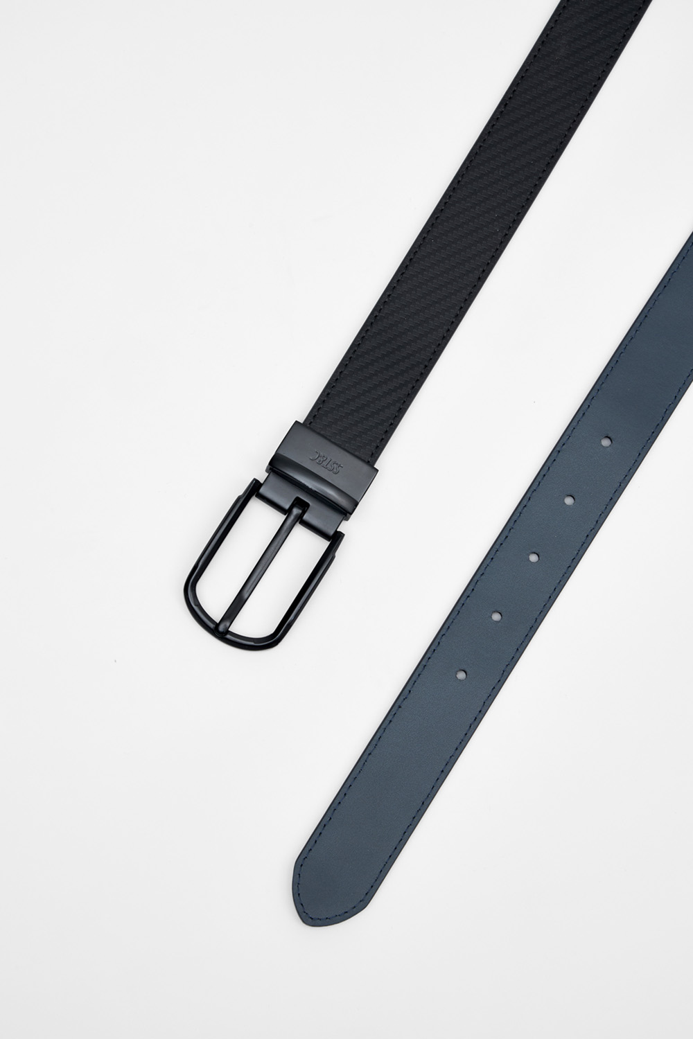 SST&C Black & Dark Blue Back Turn Pin Buckle Belt | 00312410001_1