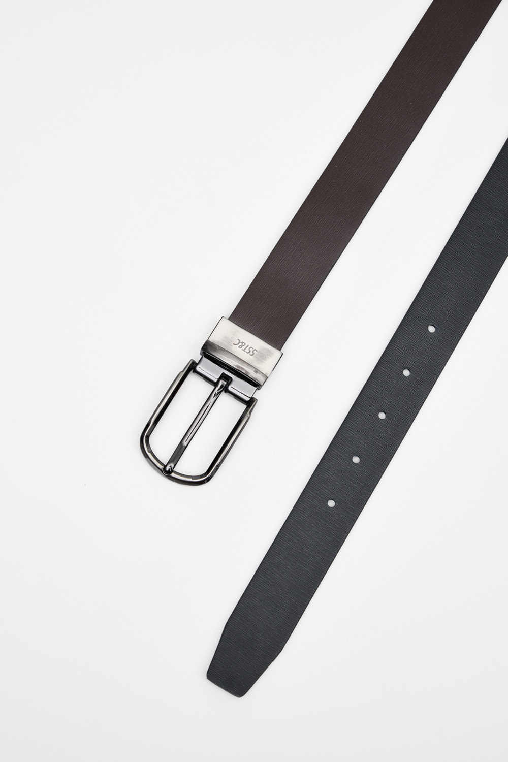 SST&C Dark Brown & Black Back Turn Pin Buckle Belt | 00312410002_1