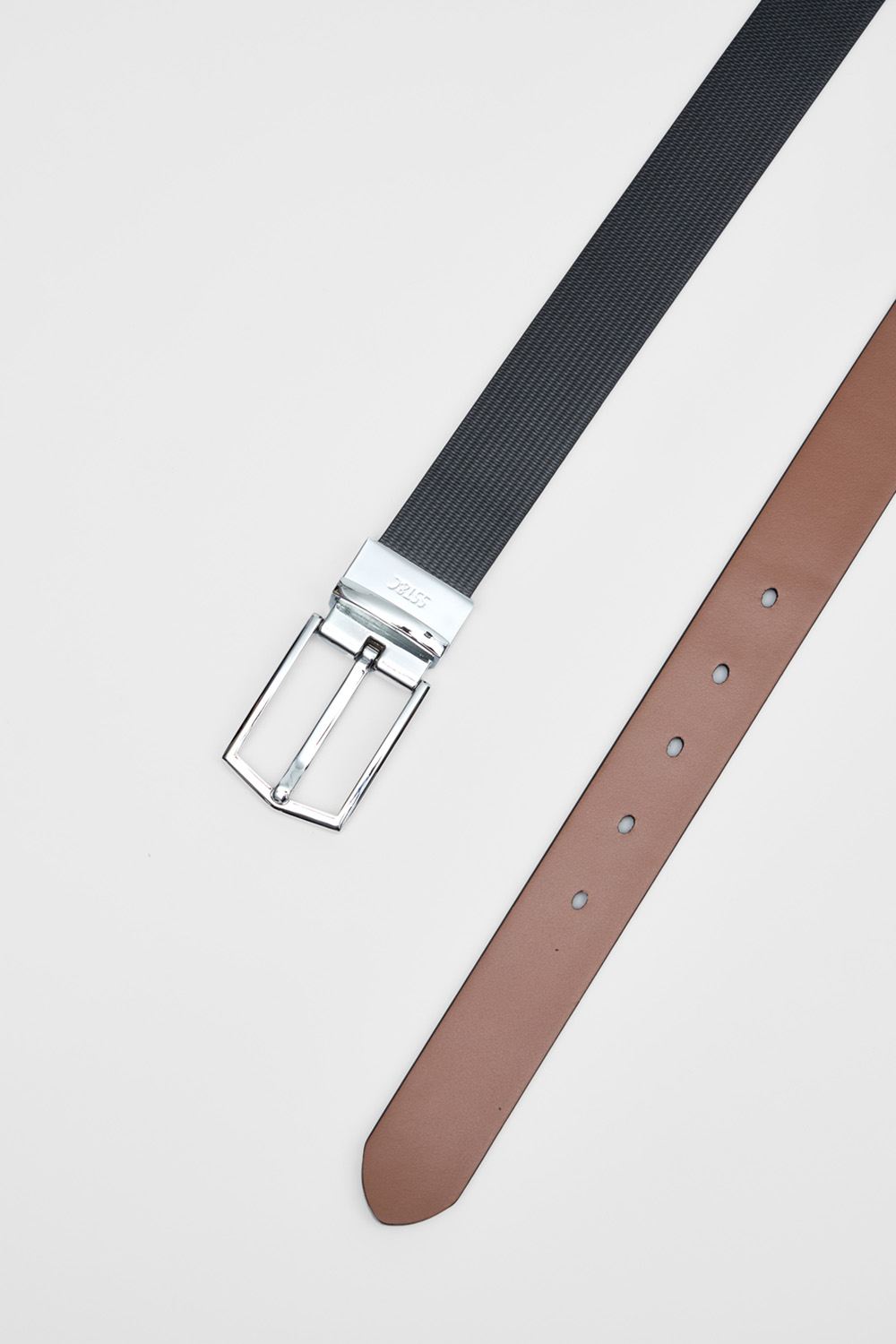 SST&C Black&Light Brown Back Turn Pin Buckle Belt | 00312410004_1