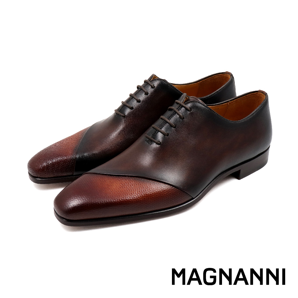 【MAGNANNI】西班牙手染質感拼接造型牛津鞋 摩卡棕 (23869B-MAR)