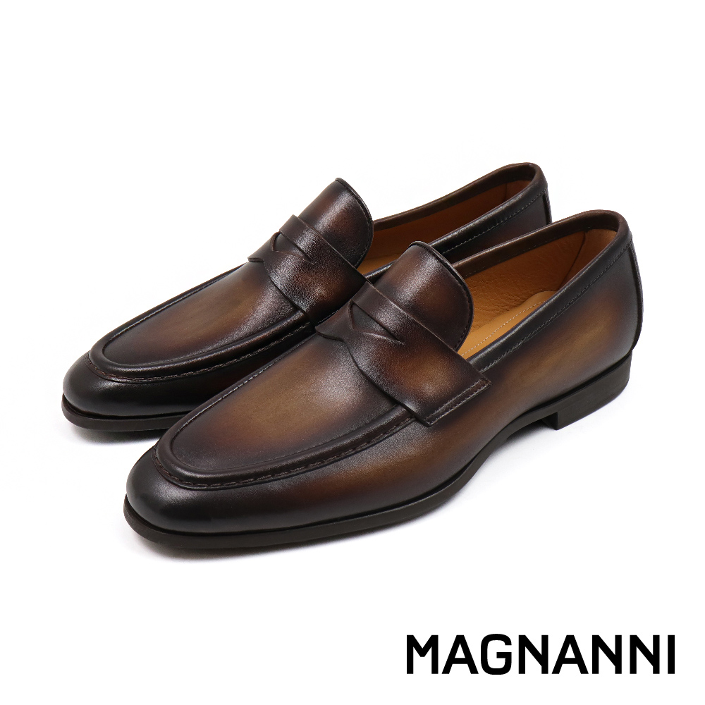 【MAGNANNI】西班牙手染色素面便士樂福鞋 棕色 (25617-BR)