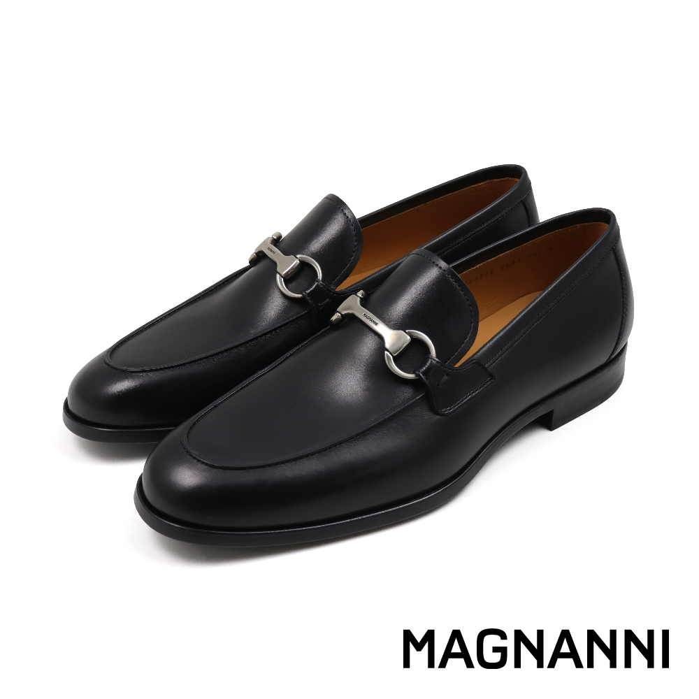 【MAGNANNI】西班牙原廠手工馬銜扣造型樂福鞋 黑色 (25925-BL)