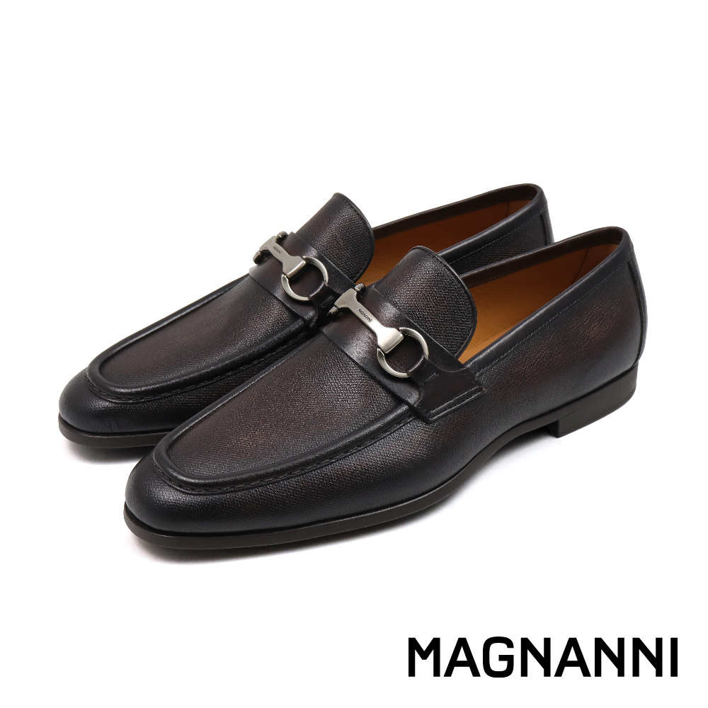 【MAGNANNI】西班牙手工真皮馬銜扣造型樂福鞋 深棕色 (25631-DBR)