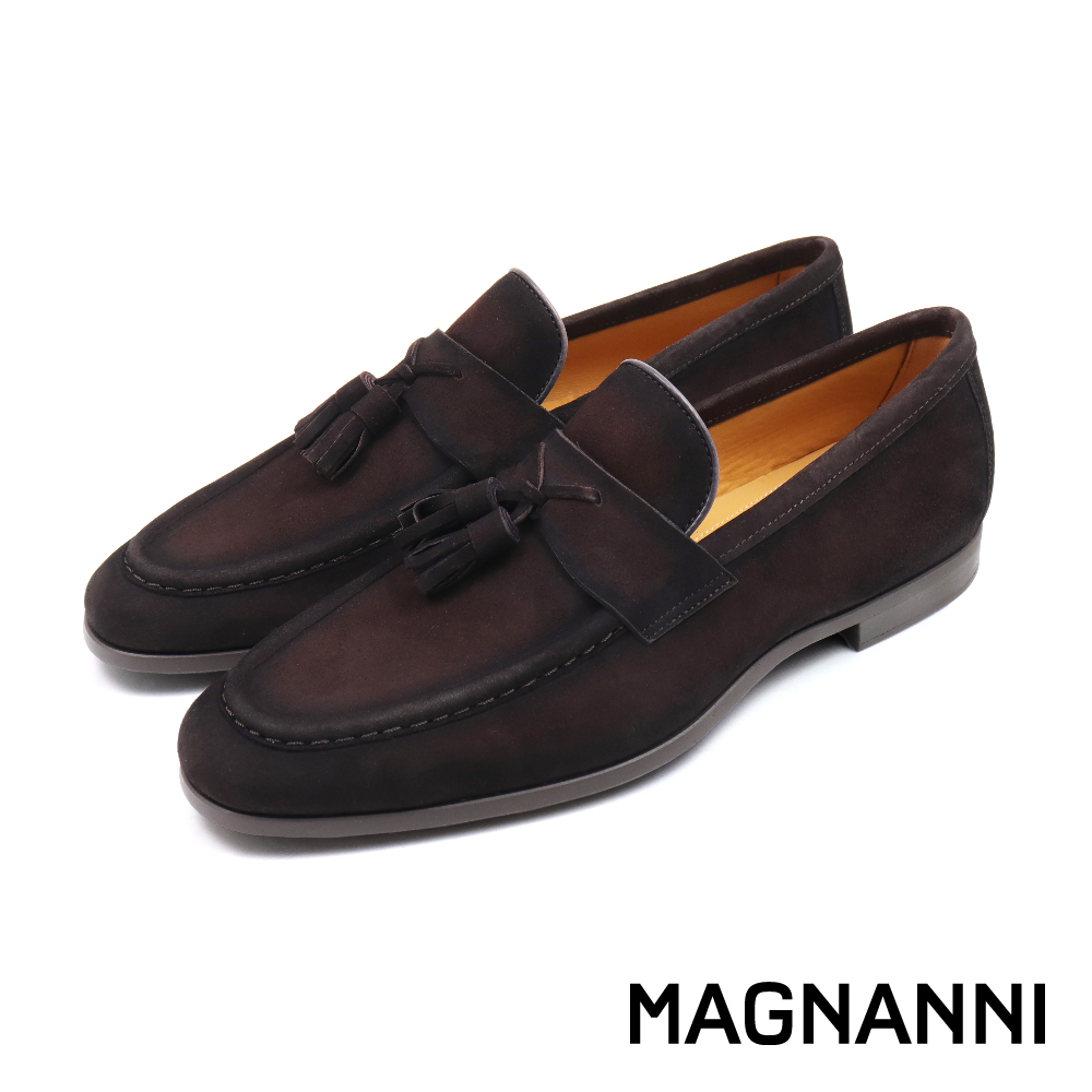 【MAGNANNI】西班牙原廠手工流蘇造型樂福鞋 深棕色 (25634-DBR)