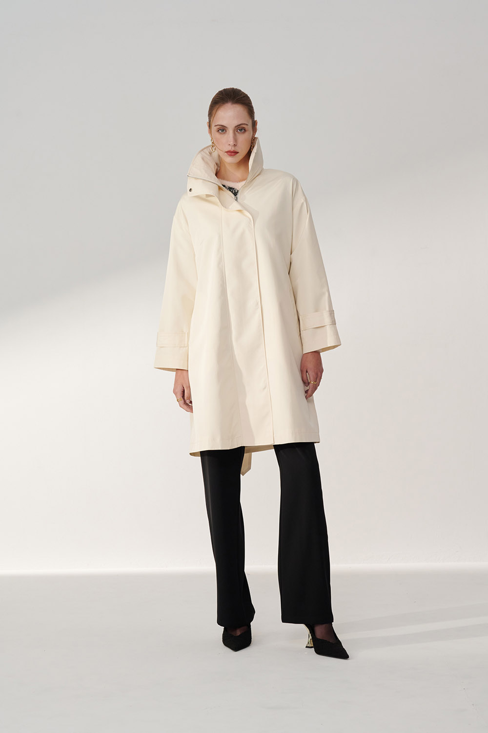 SST&C Cream White Long Hooded Windbreaker | 01142410003_5