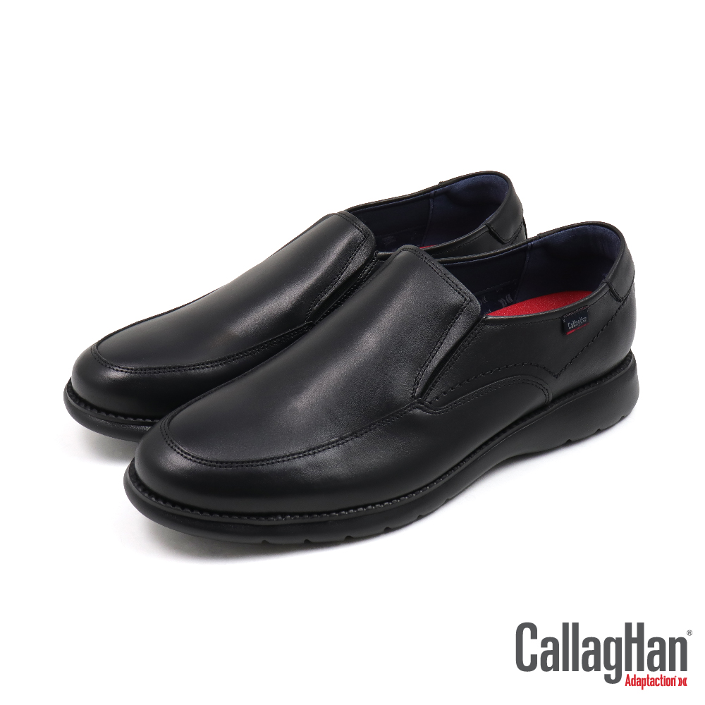 【CALLAGHAN】西班牙原廠超輕量透氣皮面懶人休閒鞋 黑色(55702-BL)