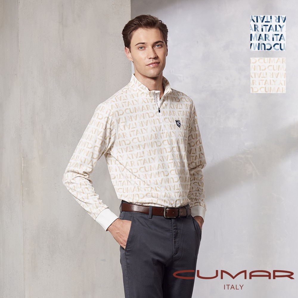 CUMAR 男裝長袖立領拉鍊吸濕排汗POLO衫 (pufy) / 249205