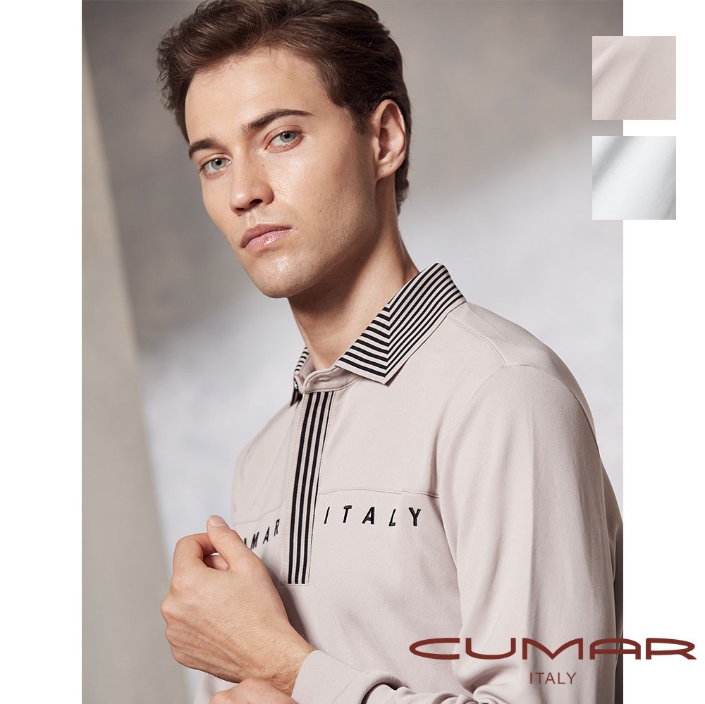 CUMAR 男裝長袖拉鍊環保紗吸濕排汗POLO衫 (pufy) / 249214