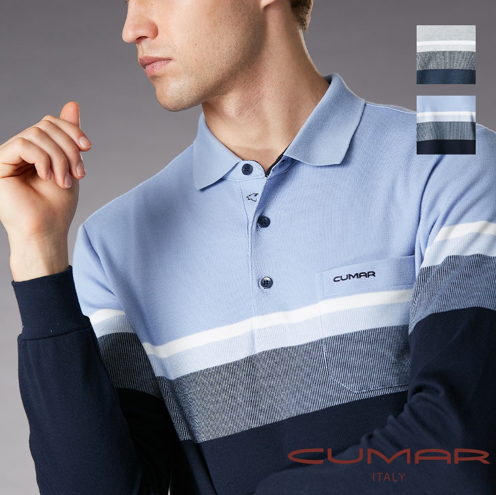 CUMAR 男裝長袖羅紋領厚棉POLO衫 / 249221