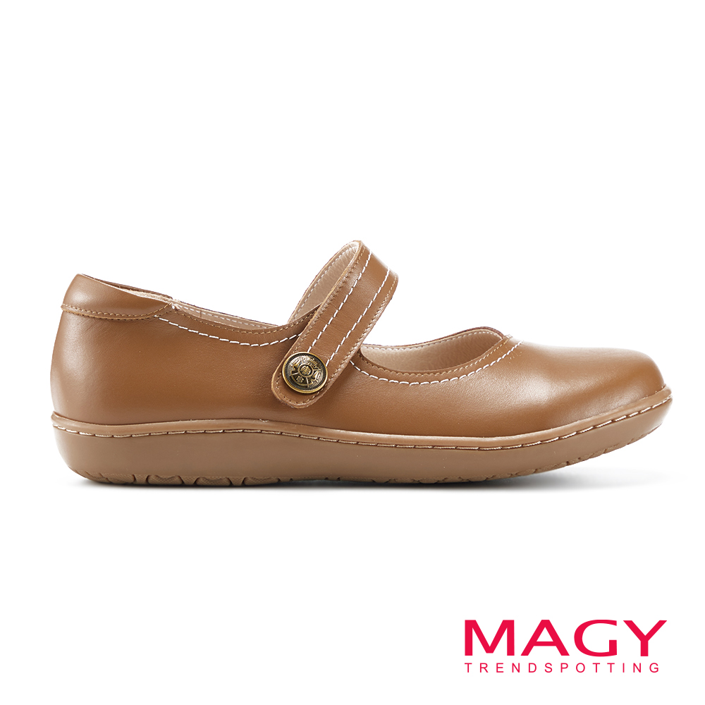 MAGY 復古牛皮瑪莉珍休閒鞋 棕色 #15300