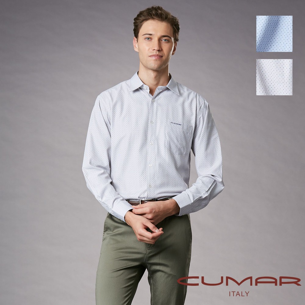 CUMAR 男裝長袖細條小印花襯衫 / 249331