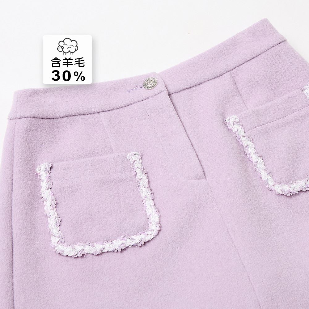 ILEY伊蕾 浪漫花卉毛料羊毛褲裙(淺紫；M-XL)_2