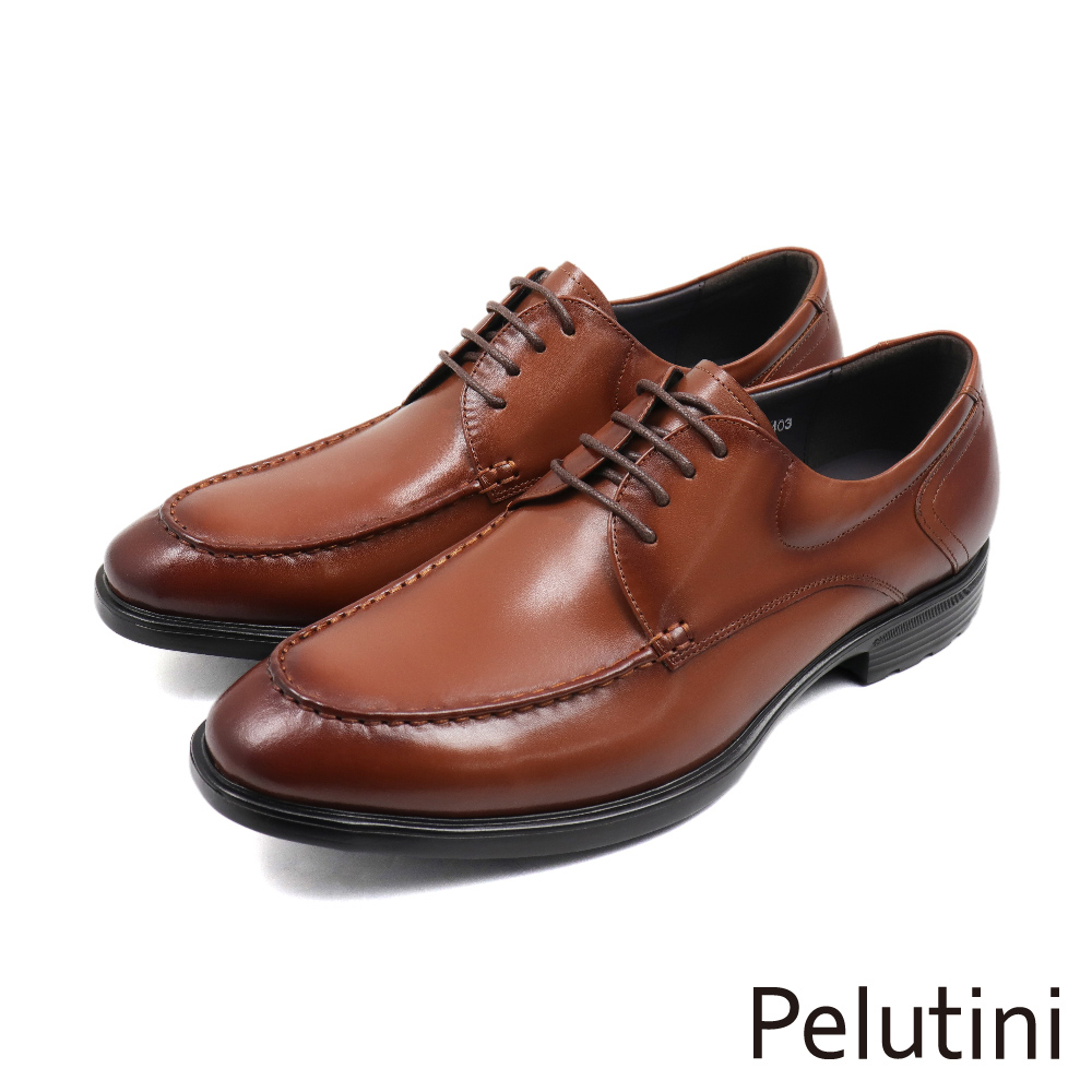 【Pelutini】經典輕量側邊拼接設計綁帶德比鞋 棕色(412104-BR)