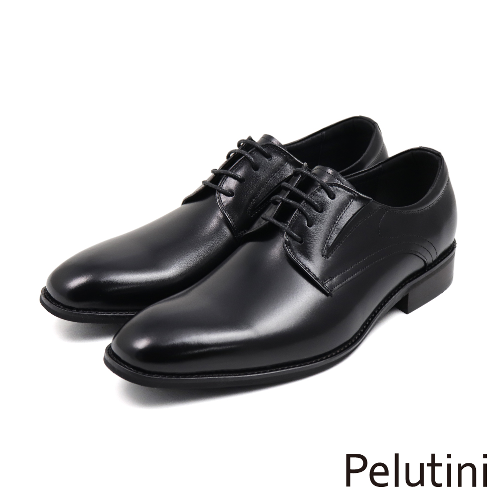 【Pelutini】經典輕量壓線設計紳士綁帶德比鞋 黑色(412127 -BL)