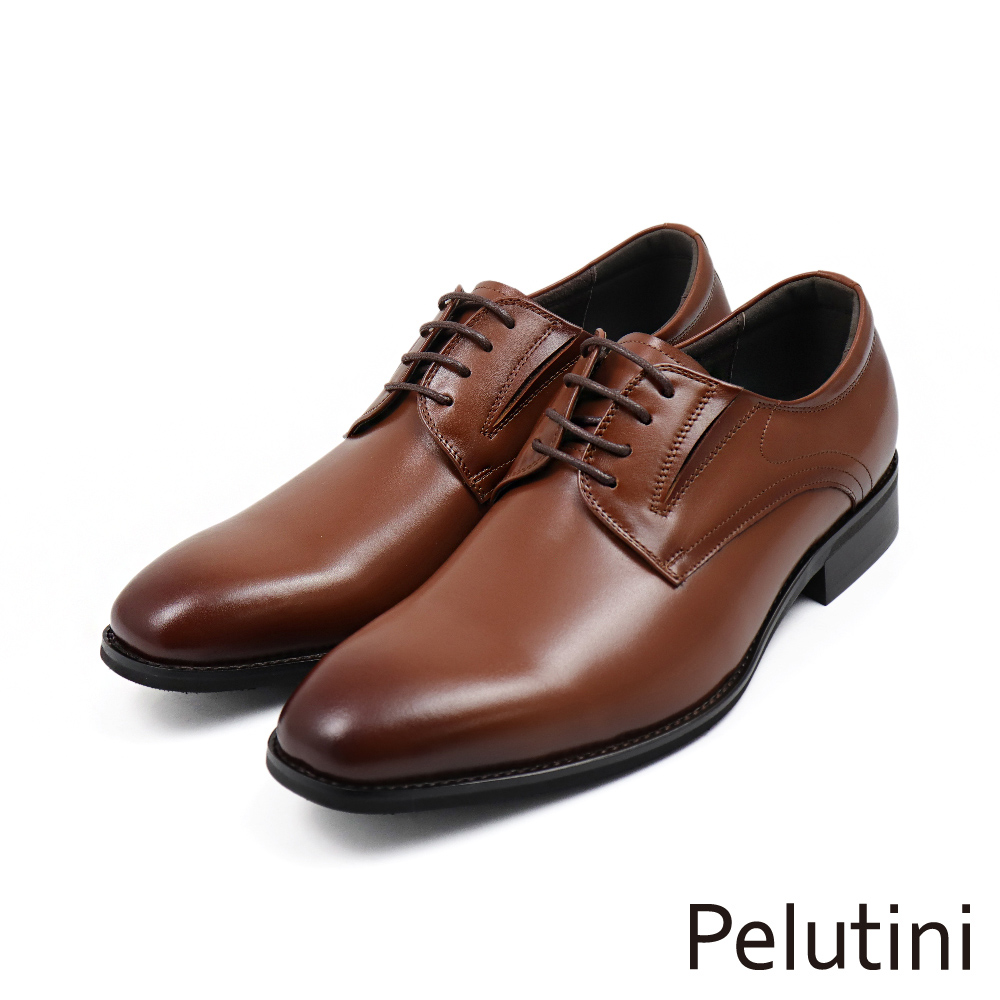 【Pelutini】經典輕量壓線設計紳士綁帶德比鞋 棕色(412127 -BR)