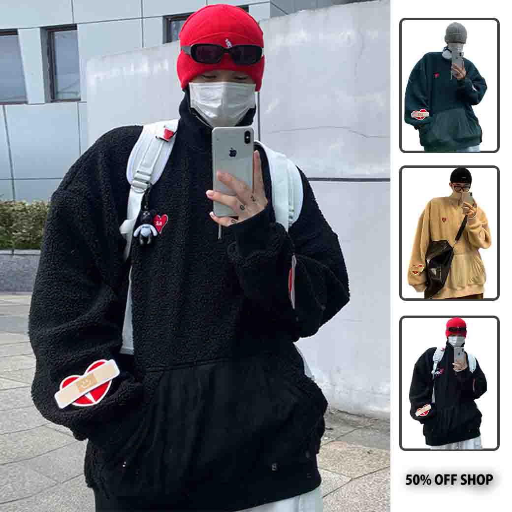 羊羔毛我的心受傷了立領長T_0