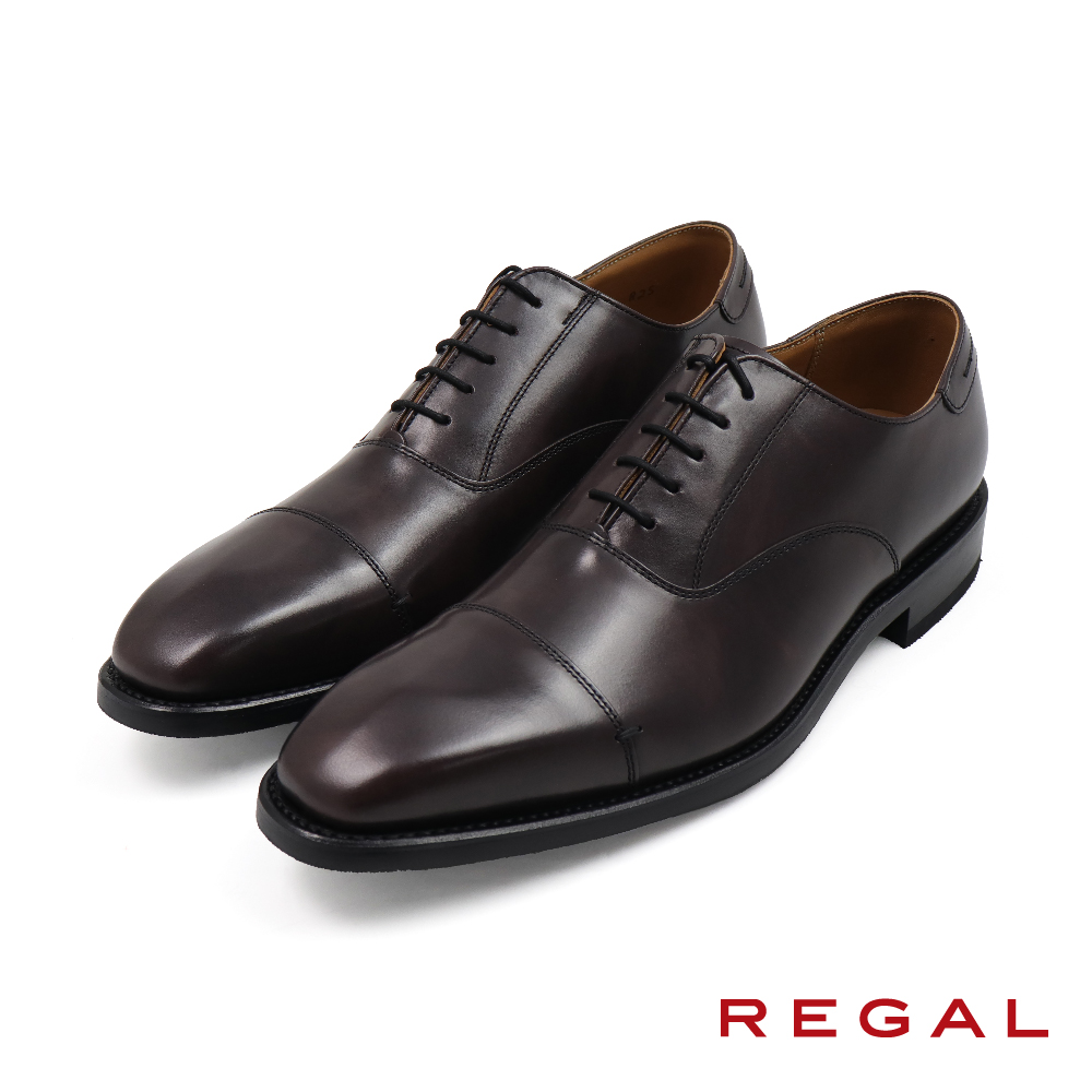 【REGAL】日本原廠經典壓線簡約橫飾牛津鞋 深棕色(02AR-DBR)