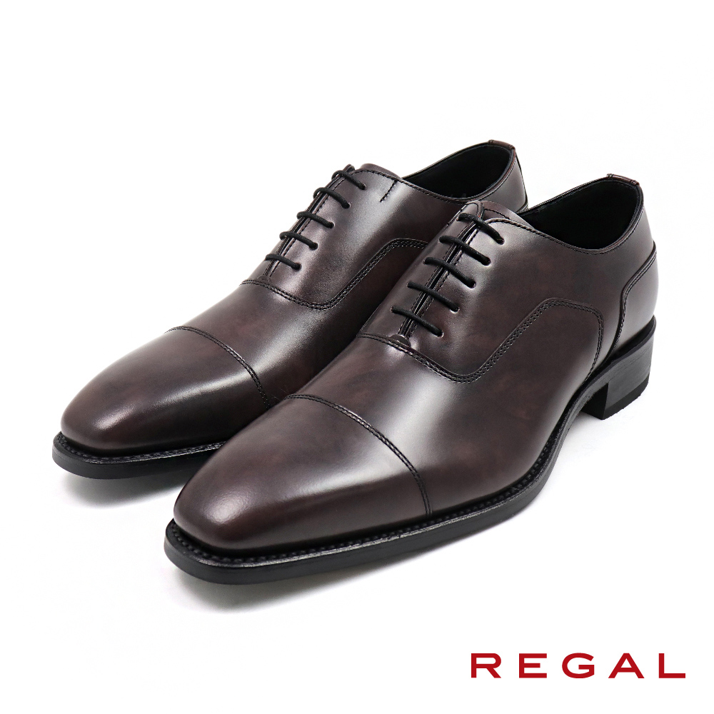 【REGAL】日本原廠經典輕量壓線橫飾牛津鞋 深棕色(10GR-DBR)