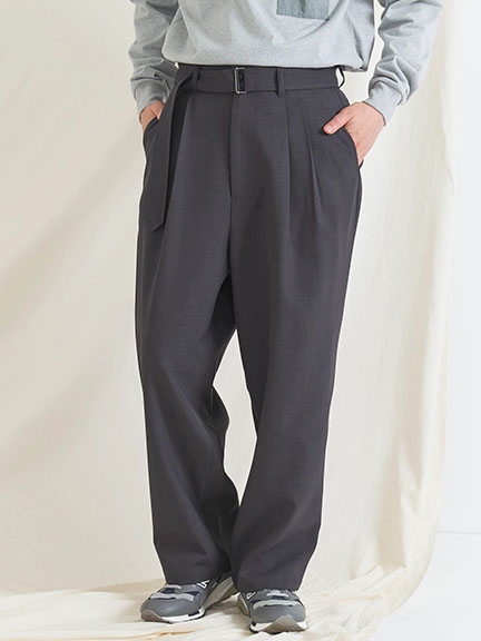 斜紋布腰帶造型抓褶長褲(PA33M0F0200) - CRAFT STANDARD BOUTIQUE