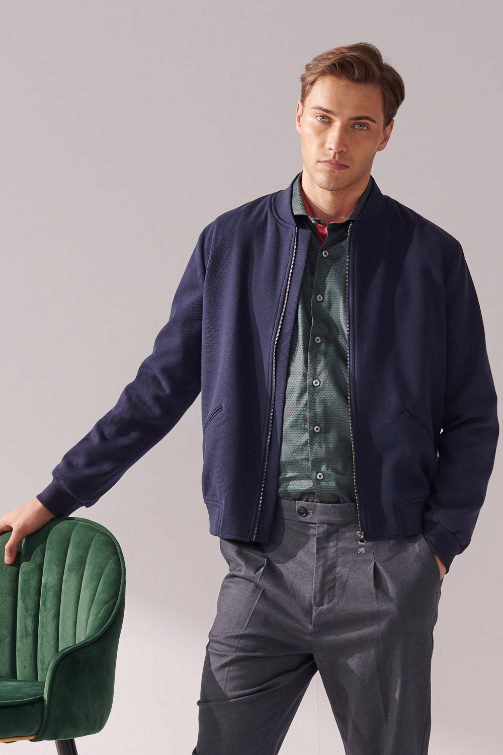 SST&C Navy Blue Baseball Jacket | 00122409002_0