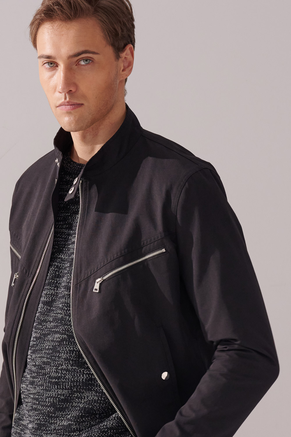SST&C Black Water Repellent Harrington Coat | 00122409004_1