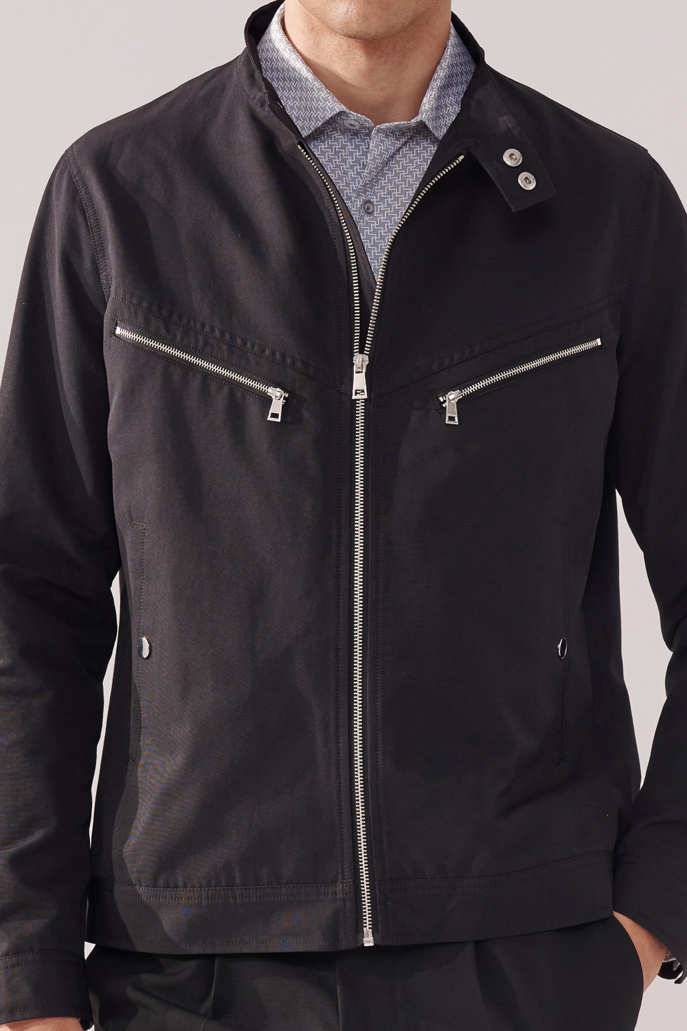 SST&C Black Water Repellent Harrington Coat | 00122409004_6