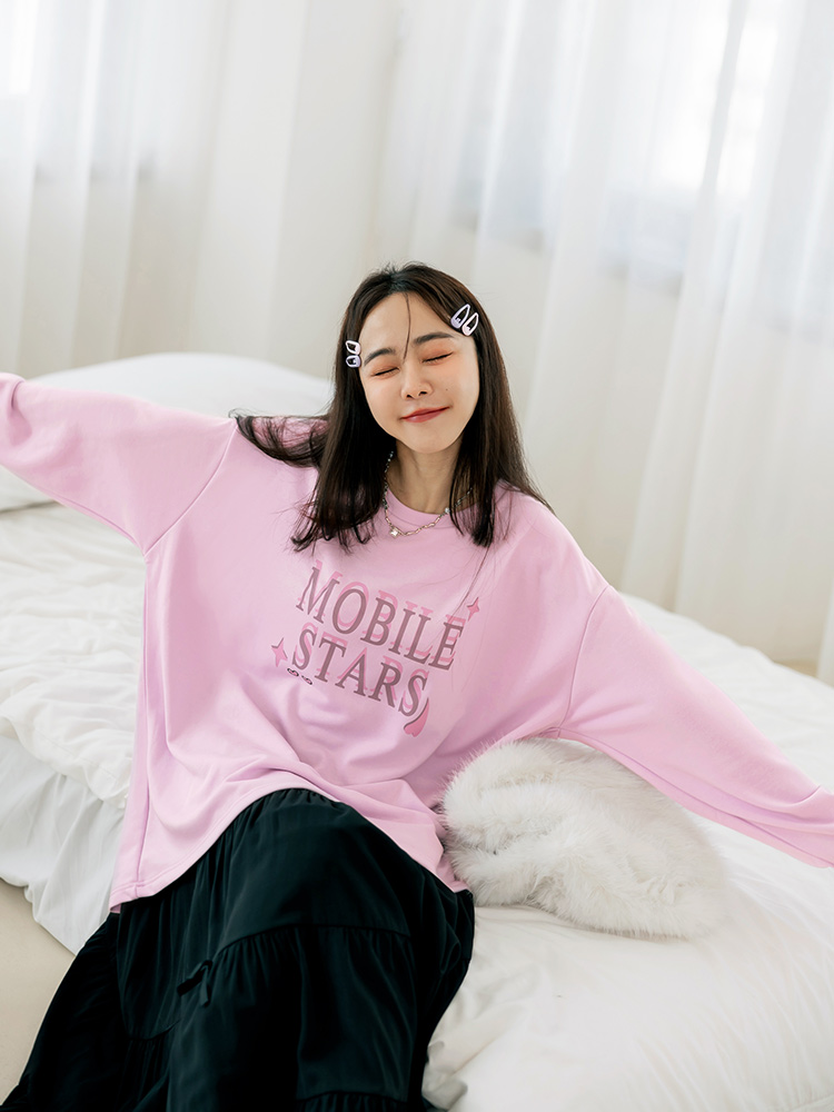 寬版蝴蝶結字母印花大學TEE_1