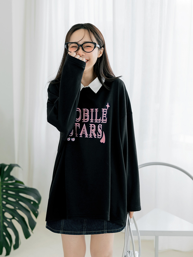 寬版蝴蝶結字母印花大學TEE_4